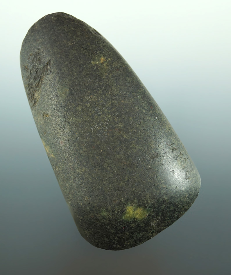 Highly polished 3 7/8" Hardstone Celt found in Michigan.  Ex. Phil Wagle collection.
