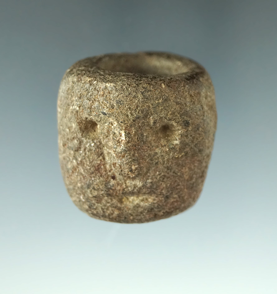 Exceptionally rare! 1 3/16" steatite Face Effigy Pipe found in New Jersey.