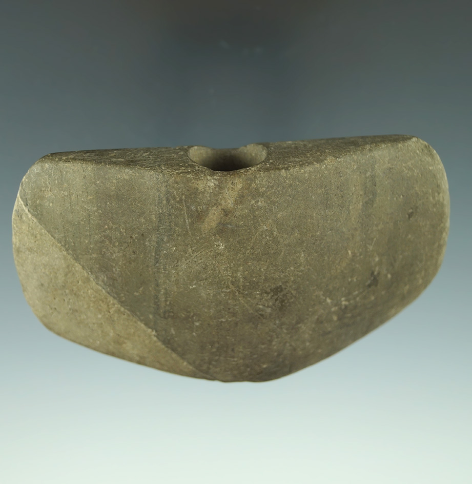 Rare for area!  3 1/4" slate Winged Bannerstone - New Jersey - restoration to part of one wing.