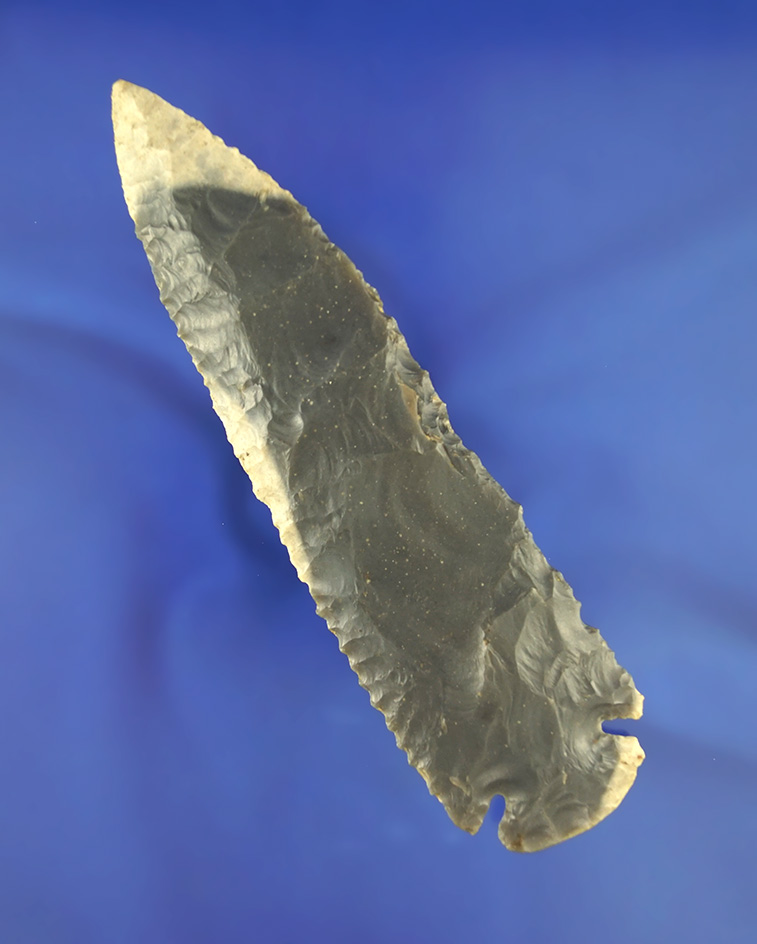 Large 5 7/16" Dovetail - blue-and-white Flint found in Indiana. Ex. Mike Keil. Pic in Who's Who #6