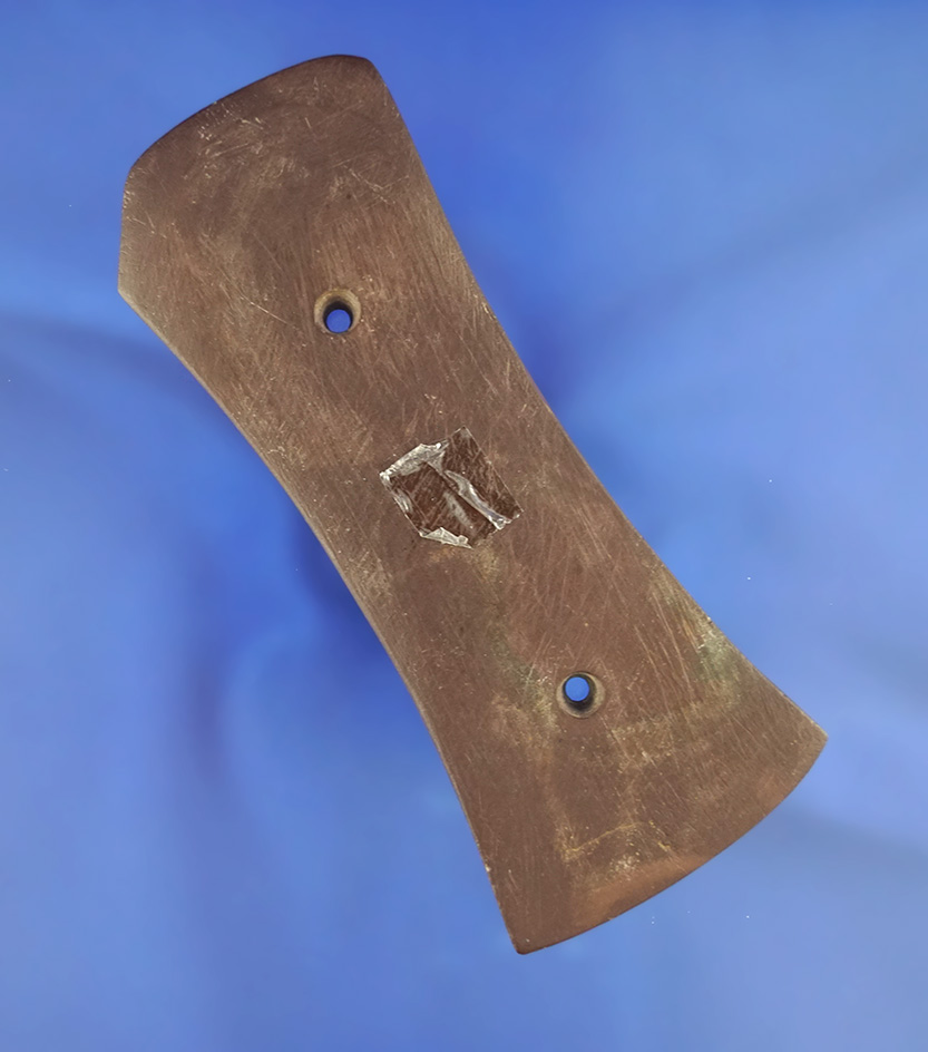 4 1/2" bi-concave red slate Gorget with engravings found in Portsmouth Ohio. Ex. Norm Kley