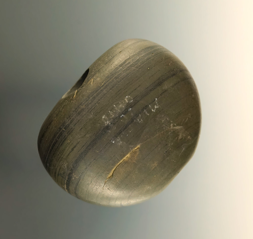 2" Flattened Ball Bannerstone - nicely patinated in excellent condition found in Miami Co.,  Ohio.