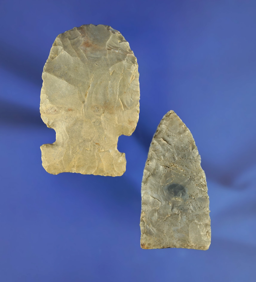 Pair of Ohio artifacts including a very nice 2 5/16" big Sandy hafted scraper - Preble Co.,  Ohio