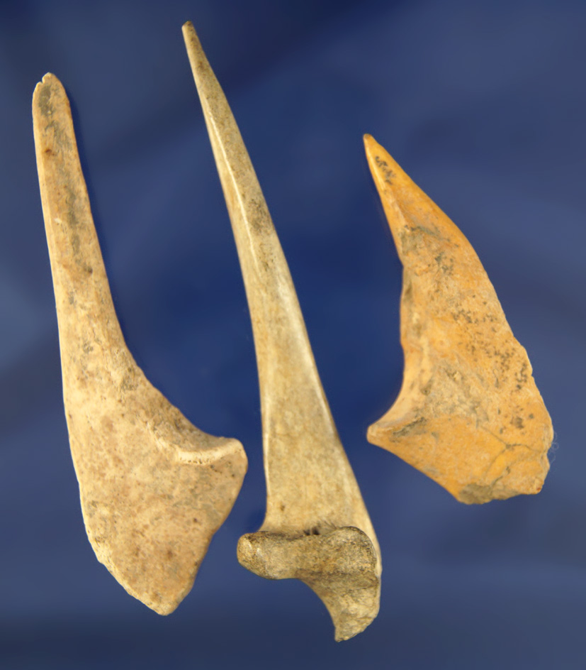 Set of three nice old Trigger Awls found in Kentucky, largest is 4 11/16".