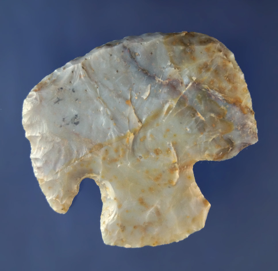 2 1/16" wide Flint Ridge Flint Hopewell Scraper found in Ohio. Ex. Ronald Thiebeau collection.