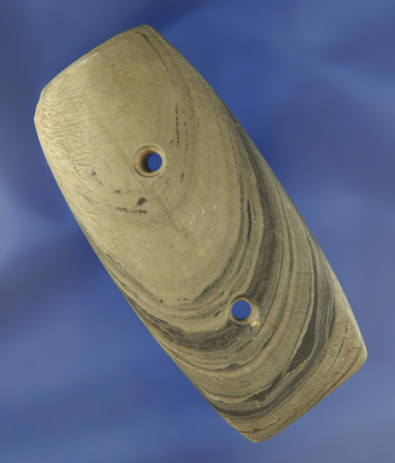 3 1/2" beautifully banded slate Gorget found in Ohio.