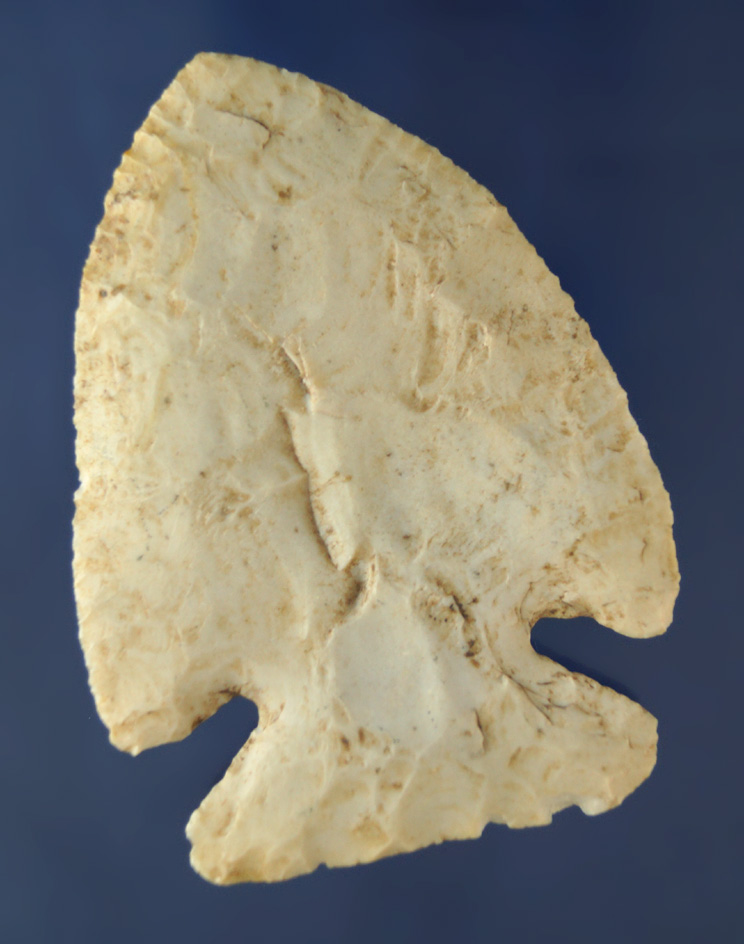 Very wide base on this well patinated 3 3/8" Archaic Corner Notch Knife found in Missouri.