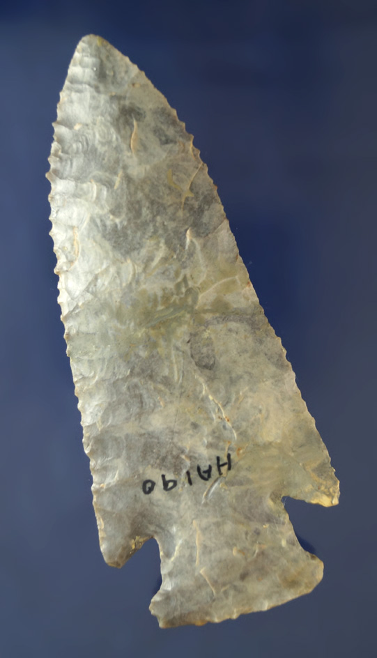 4 5/16" Knobbed Hardin found in Kentucky with a restored break and one restored ear.