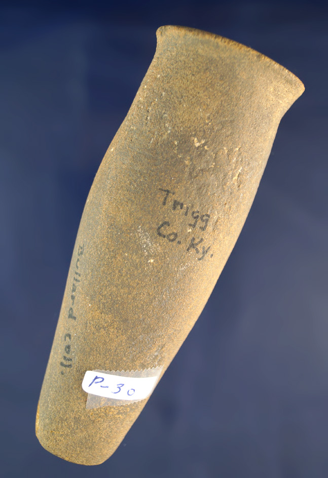 Large, 4 7/16" Sandstone Pipe found in Trigg Co., Kentucky. One piece at base is broken and glued ti