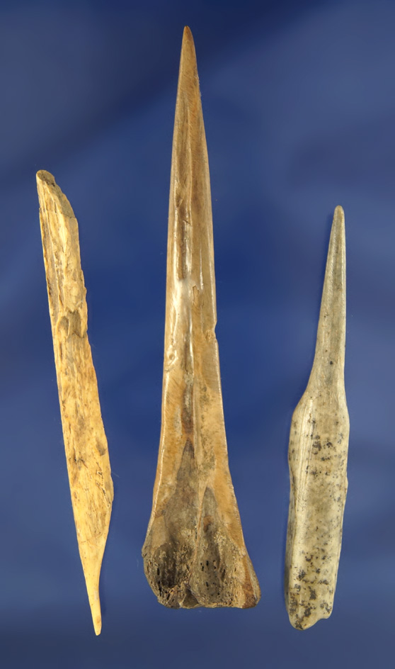 Set of three Bone Awls found in Kentucky, largest is 4 1/2".