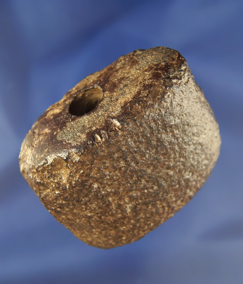 2 3/4" Hardstone Bannerstone Preform with drilling started found at the Crib Mound, Spencer Co., IN