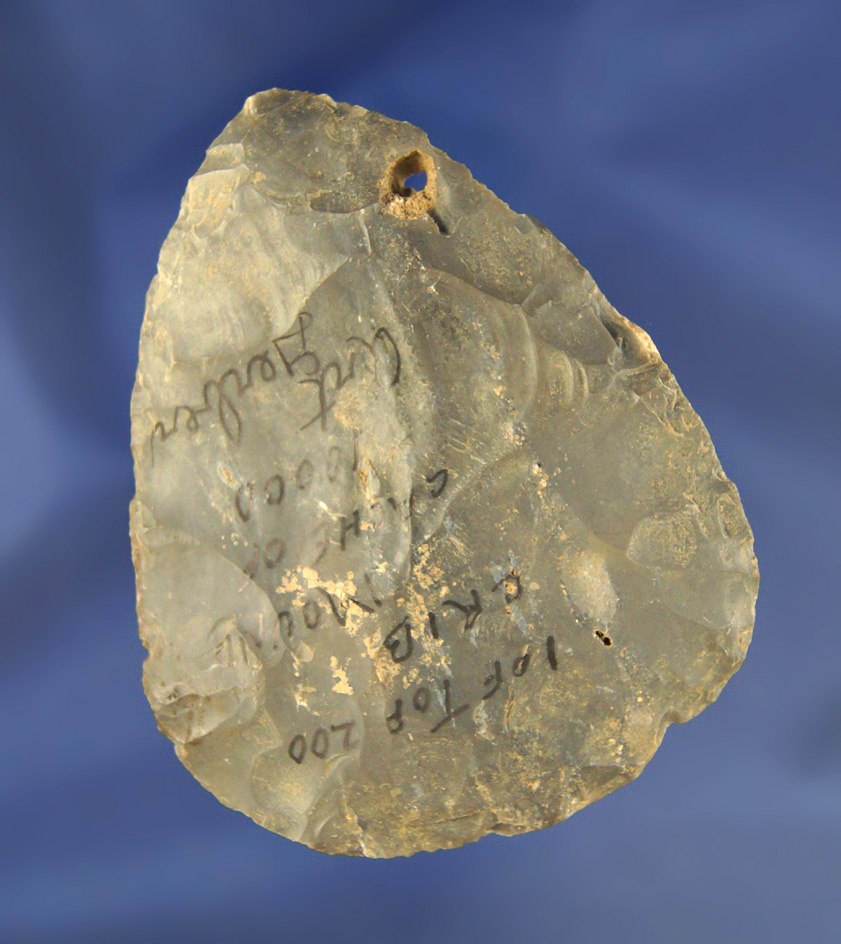 3 11/16" Hornstone Cache Blade found by Art Gerber at the Crib Mound, Spencer Co., Indiana. Signed