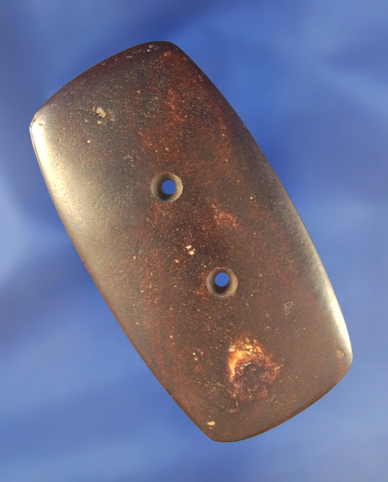 Exceptionally well polished 3 7/16" Hardstone Gorget found in is Estill Co., Kentucky.