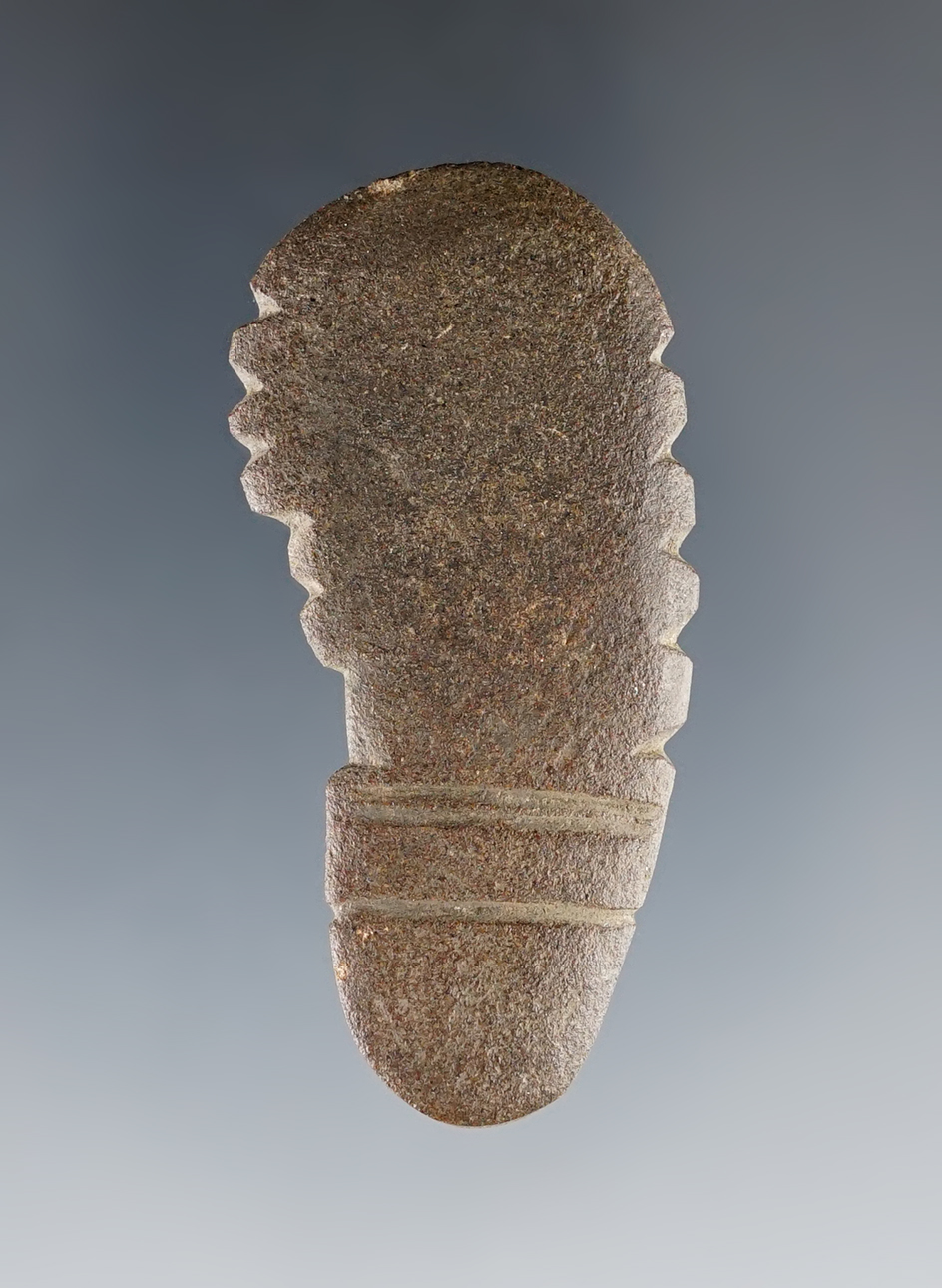 2" grooved and fringed Pendant found in Sacramento Valley, California. 