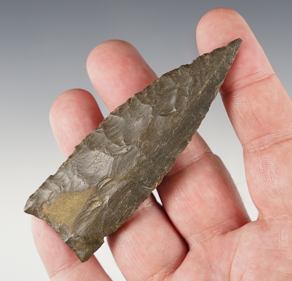 3 5/8" Tennessee Copena with restoration to one basal corner. 