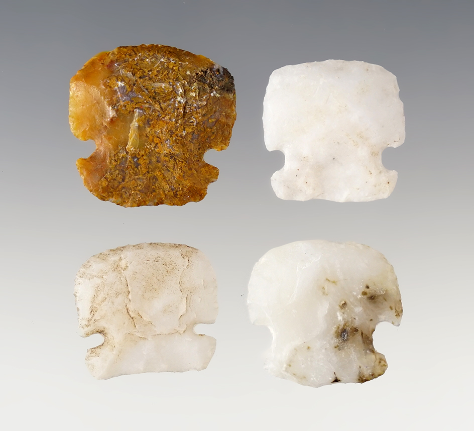 Set of 4 Sidenotch Scrapers found in New Mexico. The largest is 1".