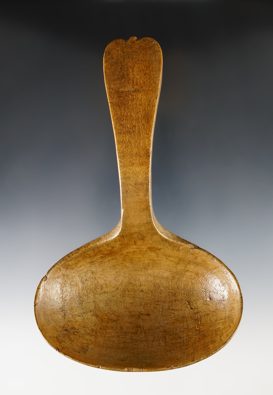 Nicely carved 5 3/4" vintage burl wood bird effigy Iroquois spoon.