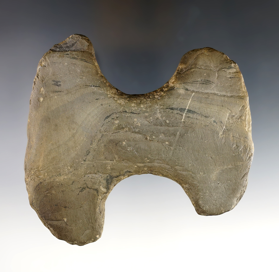 4 1/2" Bannerstone Preform pictured  "Indian Bannerstone" book on page 116. Indiana. 