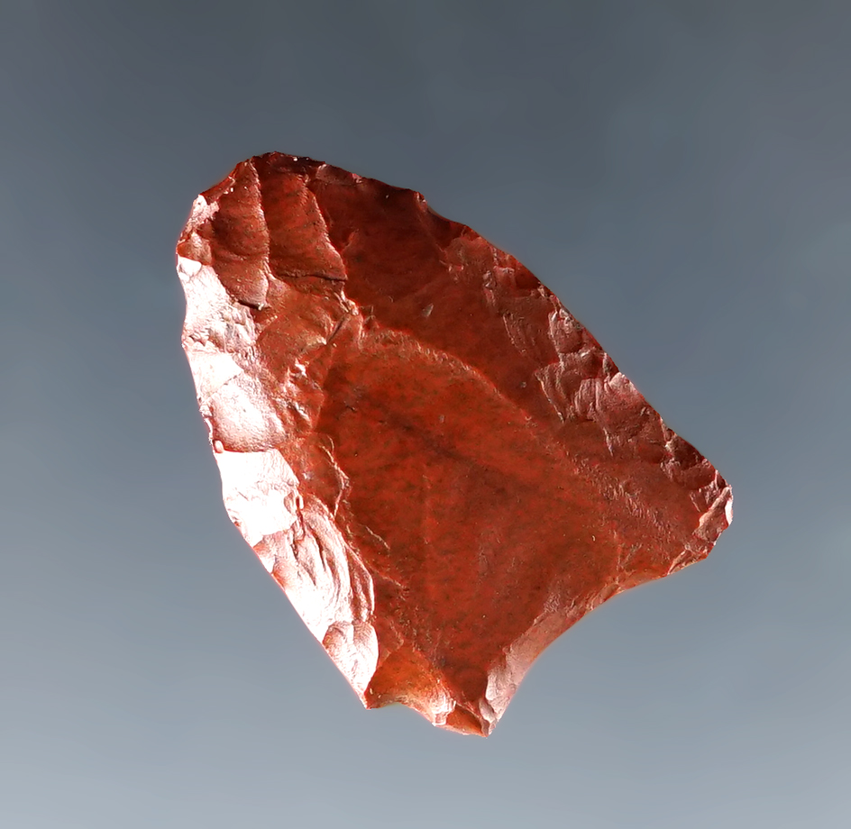 1 1/16" fluted Paleo Point made from attractive red Jasper found in Wyoming.