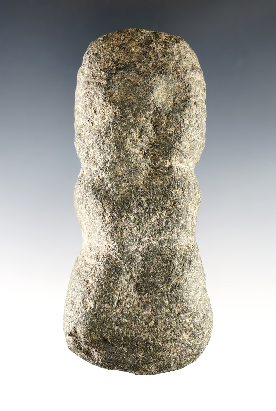 3 3/4" unique hardstone effigy medicine pestle recovered in a plowed field in Brookfield, MA.