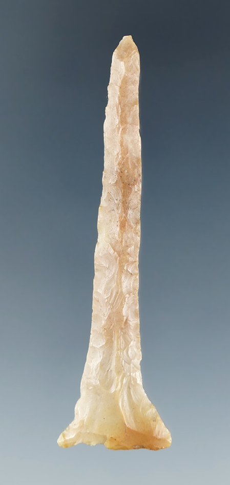 2 3/8" Carter Cave Flint Pipe Drill found on the Feurts Village site by Bill Wertz. Nice use wear to