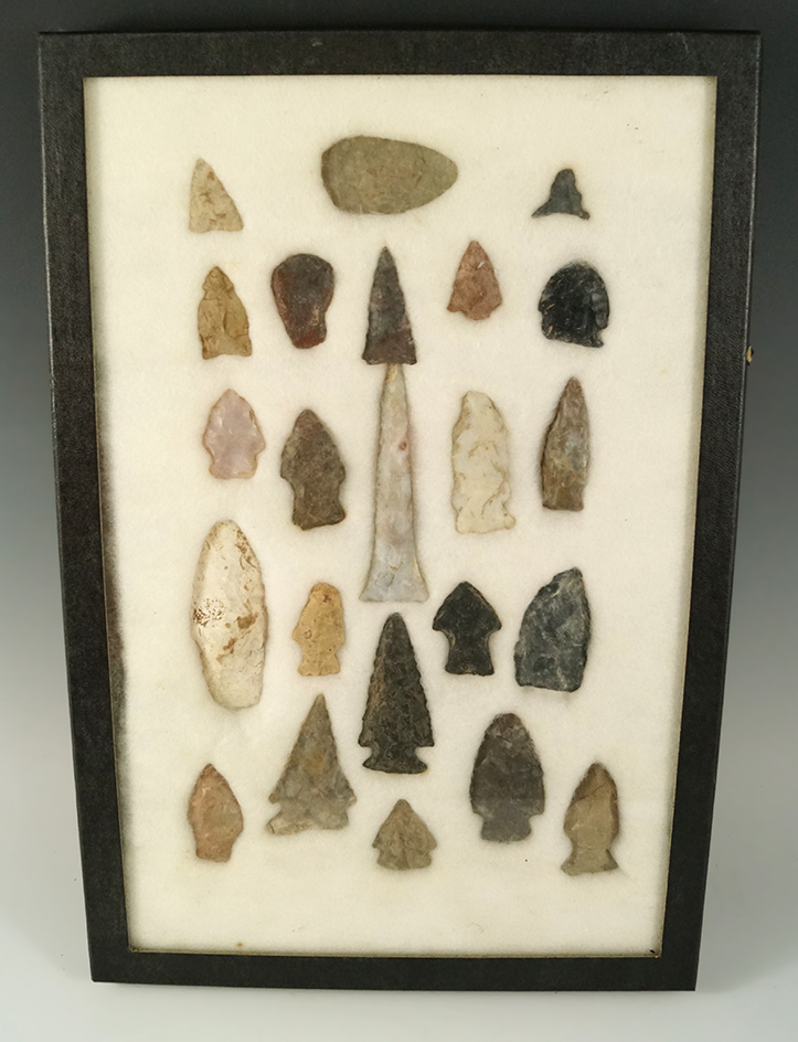Set of 23 assorted Ohio flaked artifacts, largest is 3 1/16".