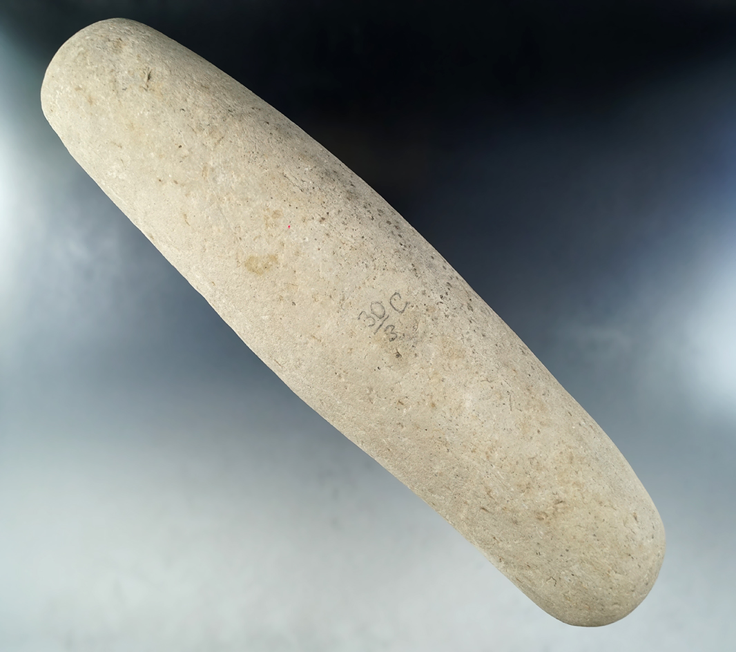 10 7/8" Roller Pestle found in Franklin Co., Ohio on July 18, 1926 on the Wright farm. Ex. Meuser!