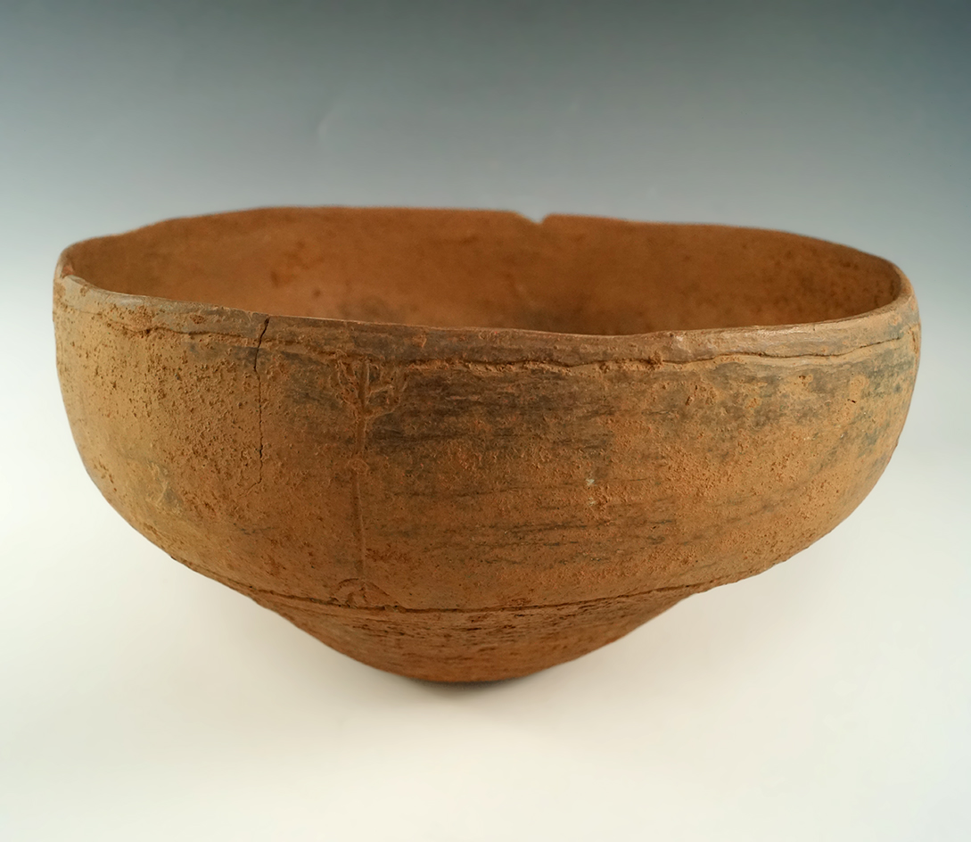 Large and nice! 9 1/2" wide by 5" tall Poynor Engraved Bowl (E. Texas)