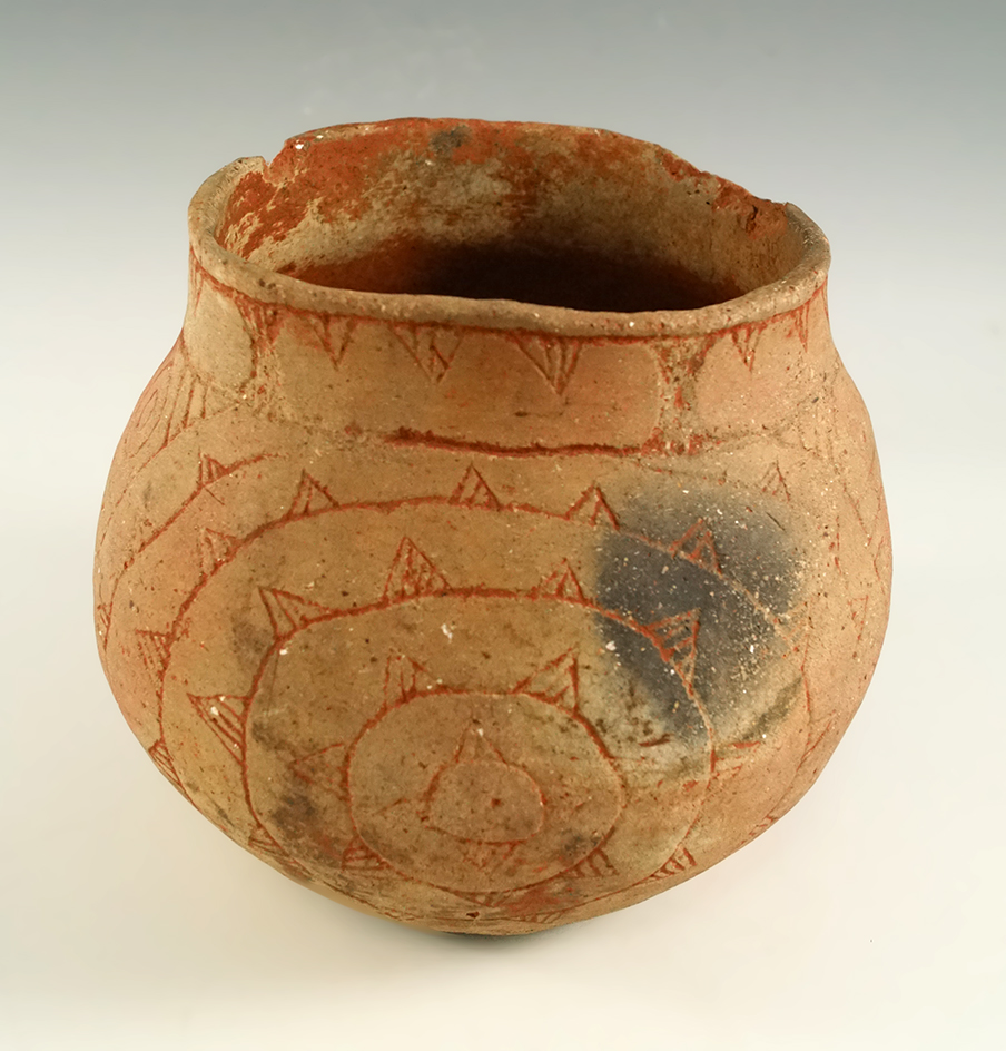 4 3/4" tall by 5 3/8" wide Patton Engraved Jar found in Cherokee Co.,, Texas in 1933.