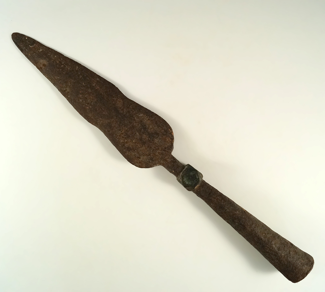 16" long iron and copper Roman Spear from the William Fry collection.