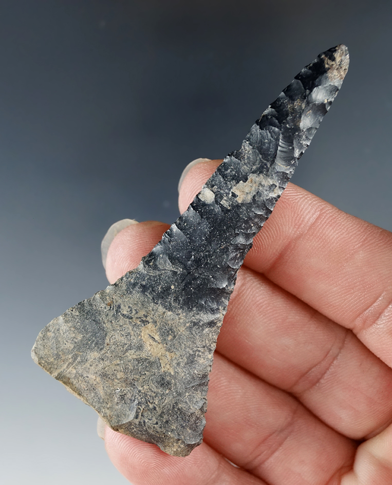 2 7/8" Coshocton Flint Expanded Base Drill found in Delaware Co., Ohio.