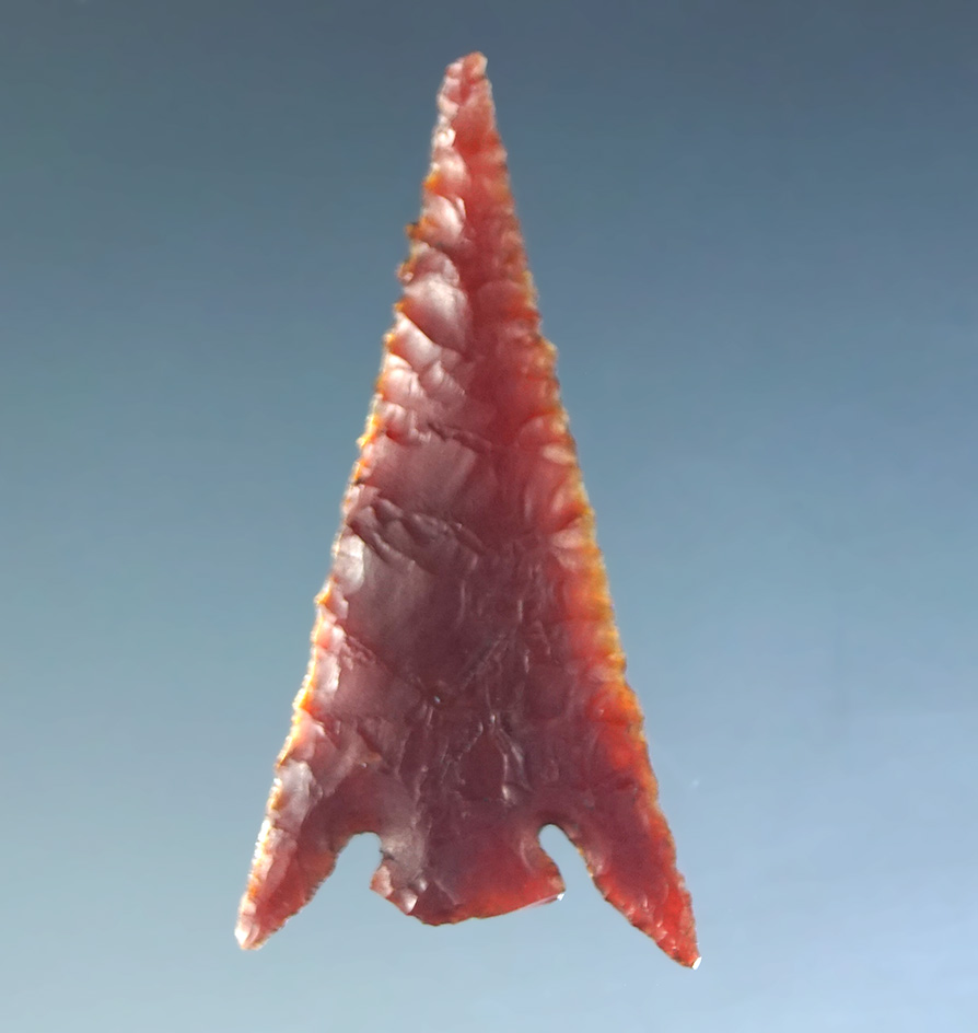 Nice! 1 1/8" Rose Springs - exceptionally thin and delicately flaked - agate. Northern California.