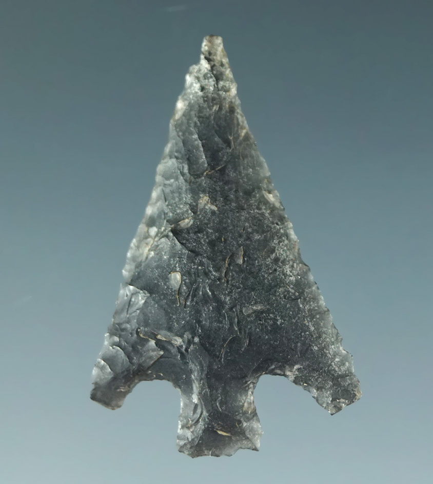 1 1/16" Rose Springs cornernotch made from nicely patinated material. California.