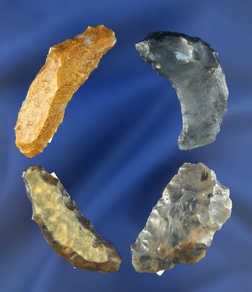 Set of four Paleo Crescents found by R. D. Magy in Nevada. Largest is 1 5/8".