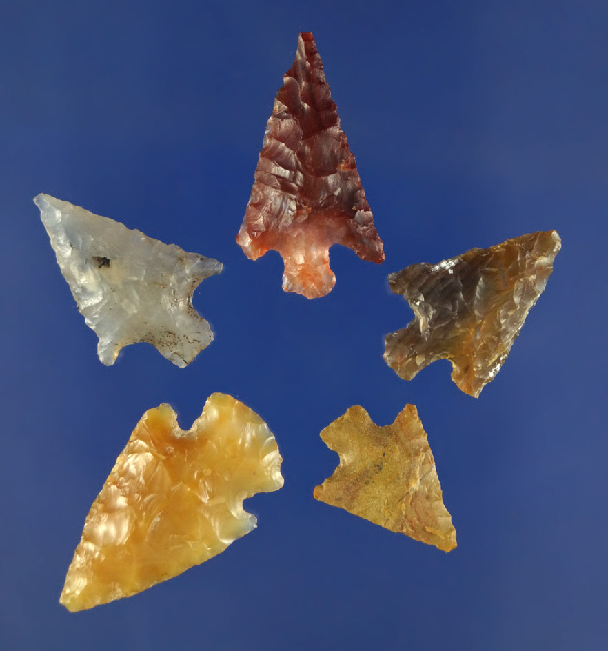 Beautiful set! Five nice Columbia River Gempoints found near Fountain Bar, Columbia River WA