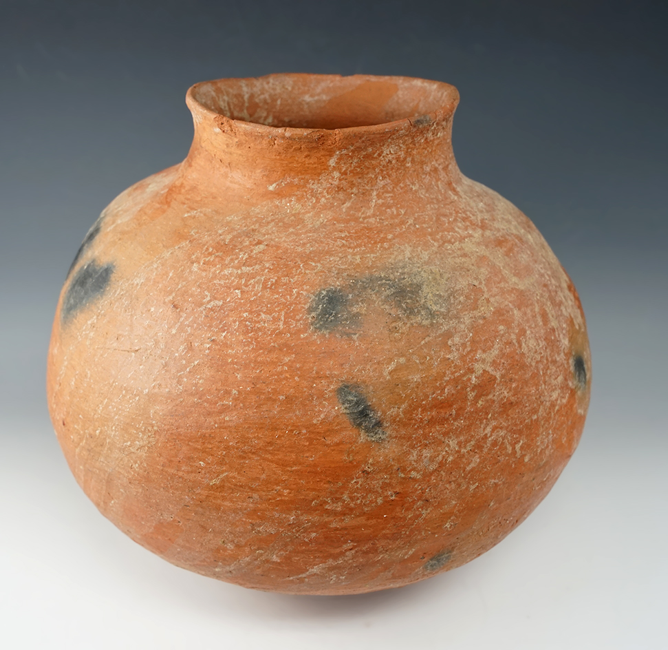 Huge 12" pottery vessel found in New Mexico in solid condition. With nice fire clouds.
