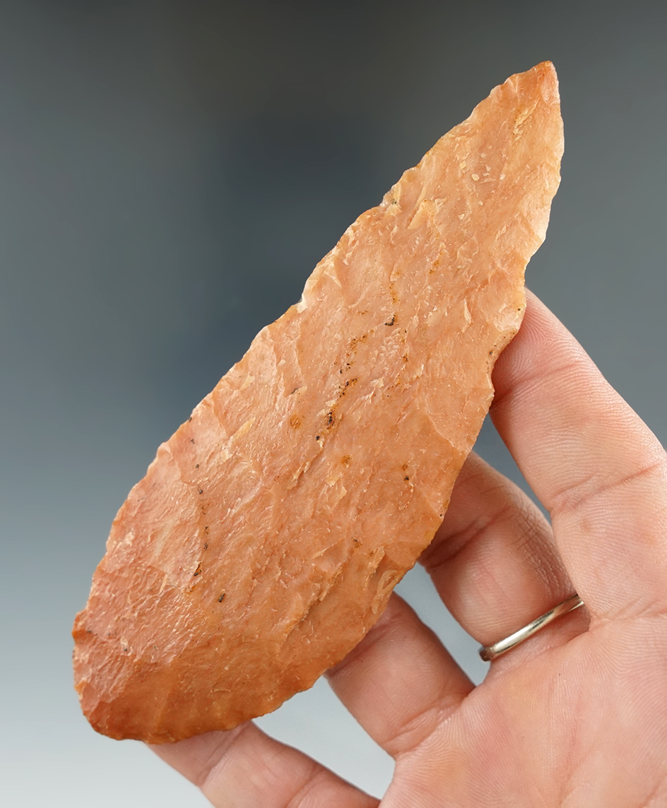 4 3/4" Pink Novaculite Blade found in Arkansas.