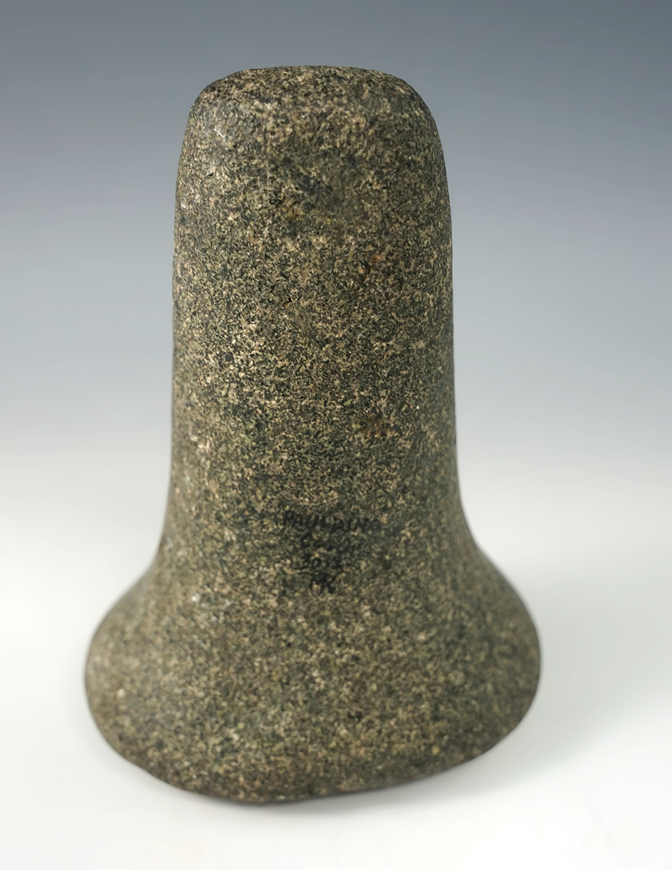 Highly polished 5" Flared Bell Pestle made from green Granite. Found in Paulding Co., Ohio.