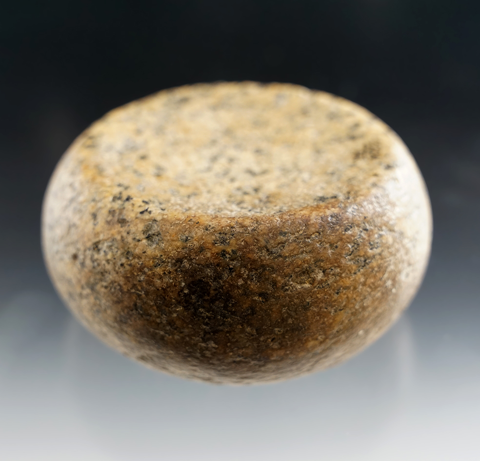 2 7/8" Diameter nicely polished Double Cupped Discoidal made of Granite. Ex. D. Smith, Keil.