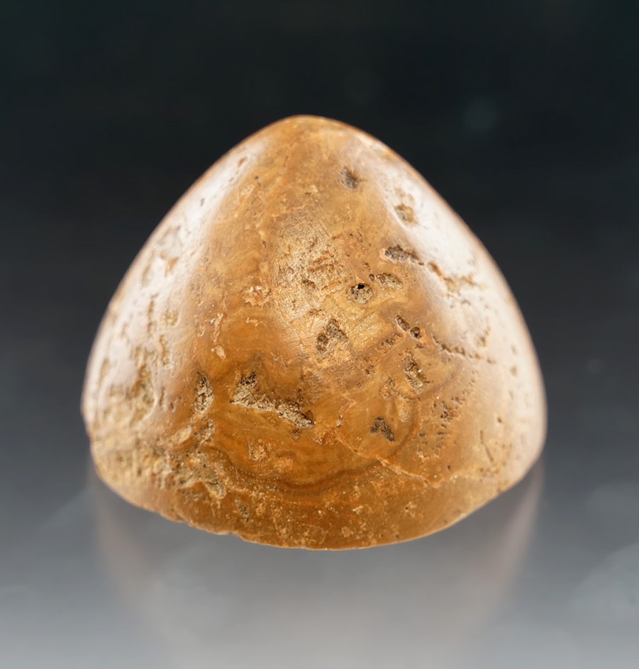 2 1/4" Very rare stylized Adena Cone made of what appears to be Kaolin Flint. Missouri.