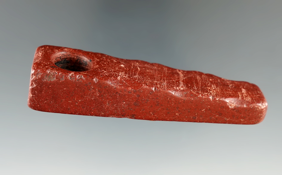 3 1/4" Nicely styled Flat Pipe made from Catlinite found by Harlan Olson in South Dakota.