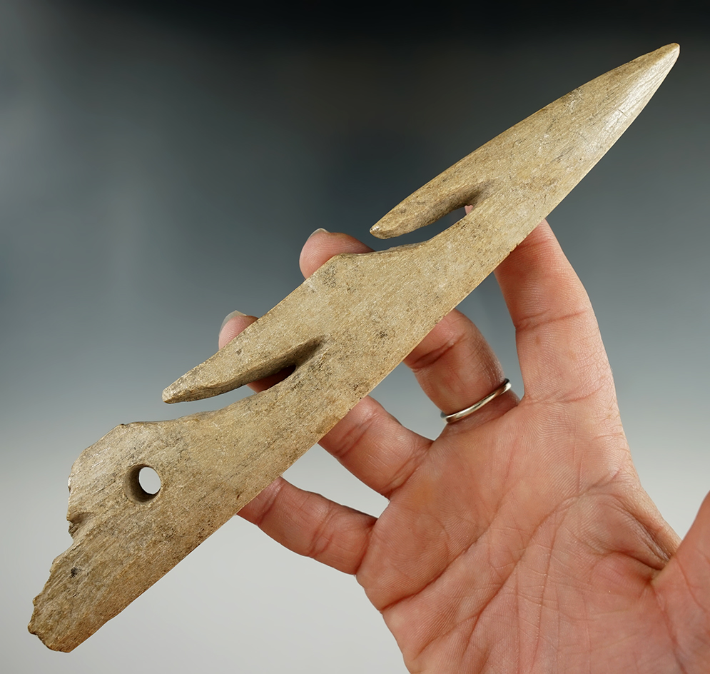 8" Bone Harpoon found by Foster Morgan near the Columbia River, Washington. COA & COO.