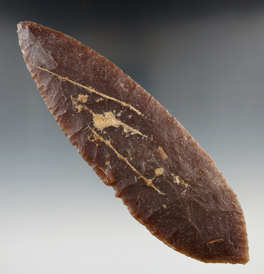 8 5/16" Ceremonial Flint Blade. This blade is one of a cache of 10 Flint blades, Mexic. COA.