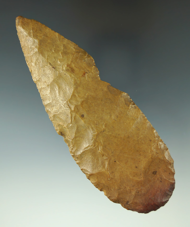 Large 5 1/4" Flint Blade with a spokeshave and one Blade edge found in Tennessee.