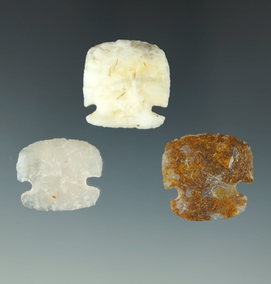 Set of three beautifully crafted Uniface  hafted scrapers - New Mexico excellent condition.