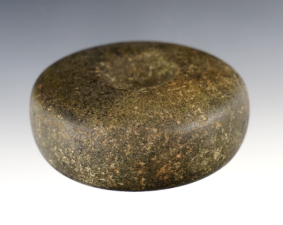 3" Double Cupped Discoidal made from Hardstone. Found in Illinois. 