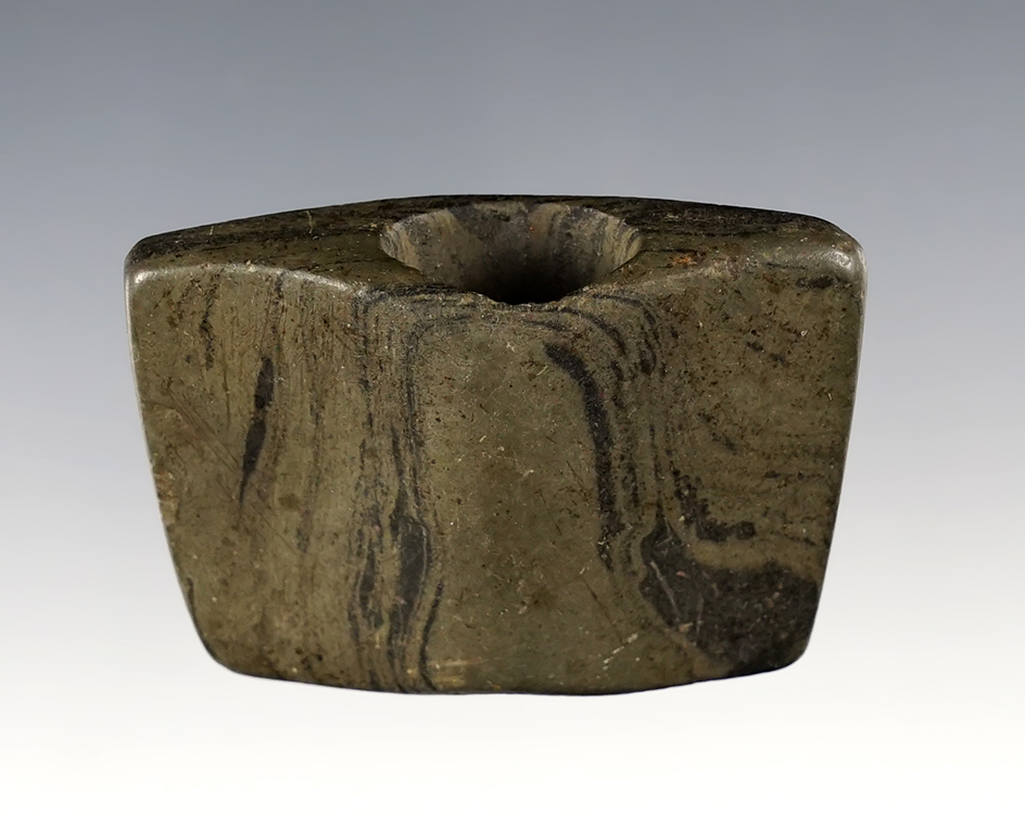 2" x 1 5/8" Panel Bannerstone made from Mottled Slate. Found in Schuyler Co., Illinois. 