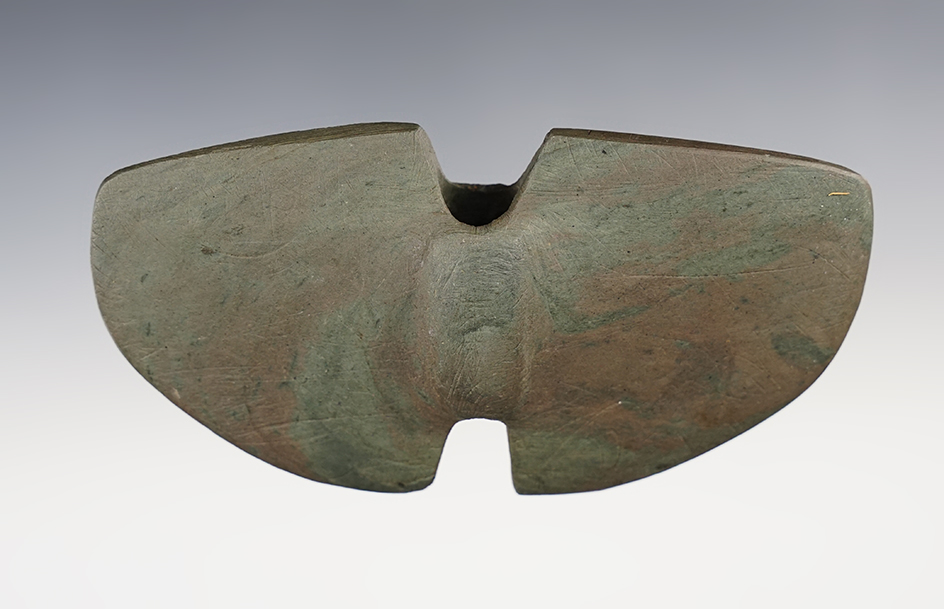 4 11/16" Double Notch Butterfly Bannerstone made from Banded Slate - St. Joseph, Michigan. 