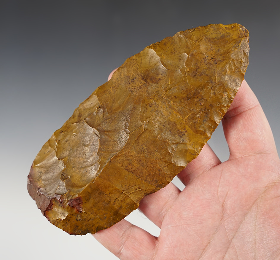 5 13/16" blade made from beautiful Pennsylvania Jasper - Ross Co., Ohio. Ex. Jim Hovan.