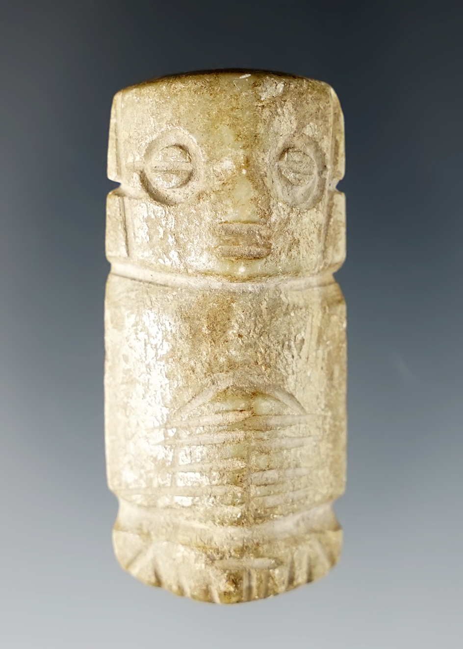2 3/16" Toltec Stone Idol Figure with a perforation on reverse side for suspension - Mexico.